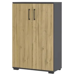 Wohnen Büroschrank in Wildeiche NB & Dunkelgrau - Disgano I