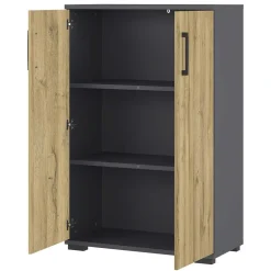 Wohnen Büroschrank in Wildeiche NB & Dunkelgrau - Disgano I