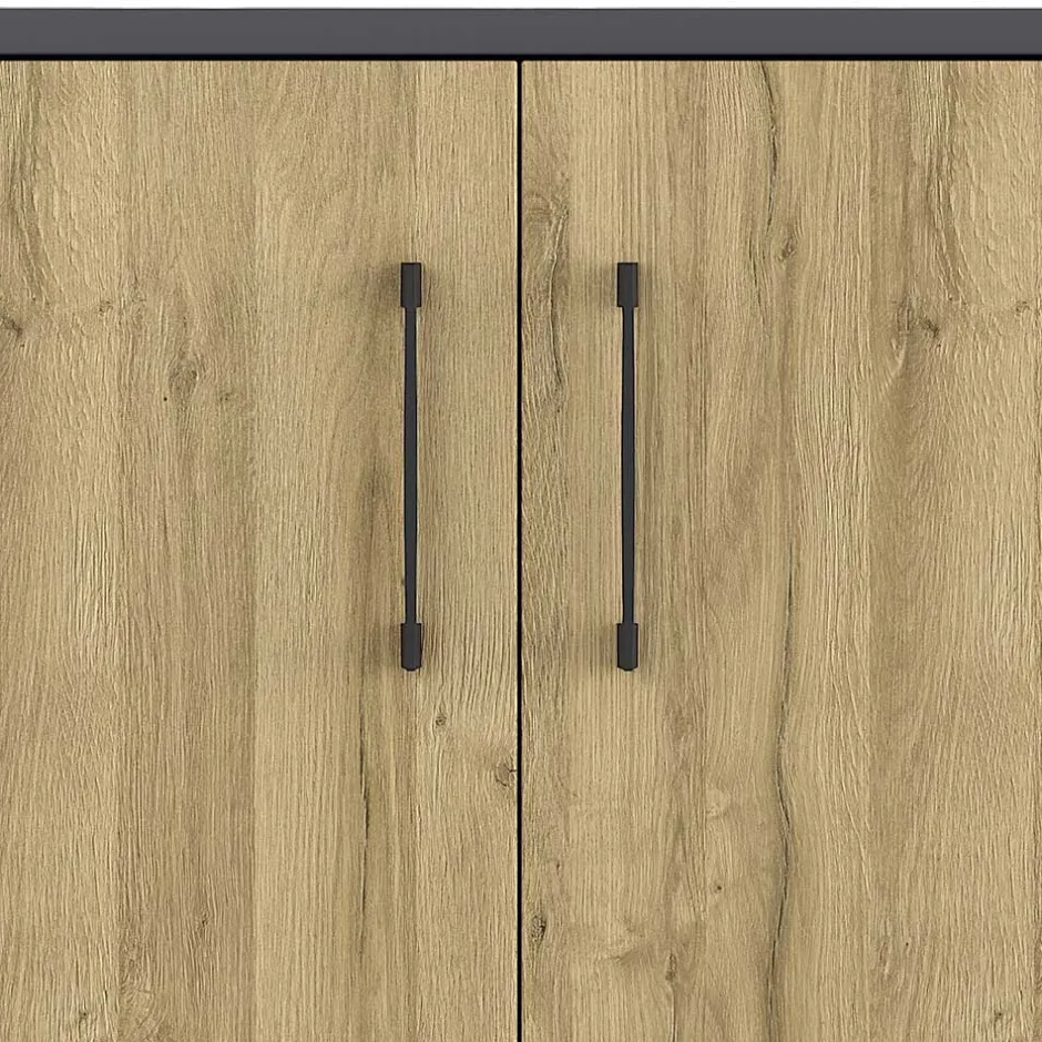 Wohnen Büroschrank in Wildeiche NB & Dunkelgrau - Disgano I