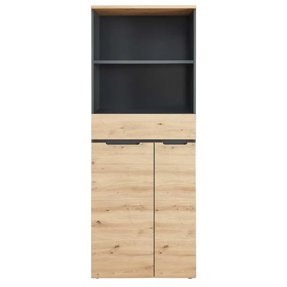 Wohnen Büroschrank mit 2 Fächern und 2 Türen und Schublade - Kuetra