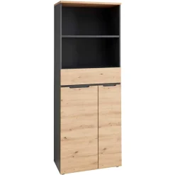 Wohnen Büroschrank mit 2 Fächern und 2 Türen und Schublade - Kuetra