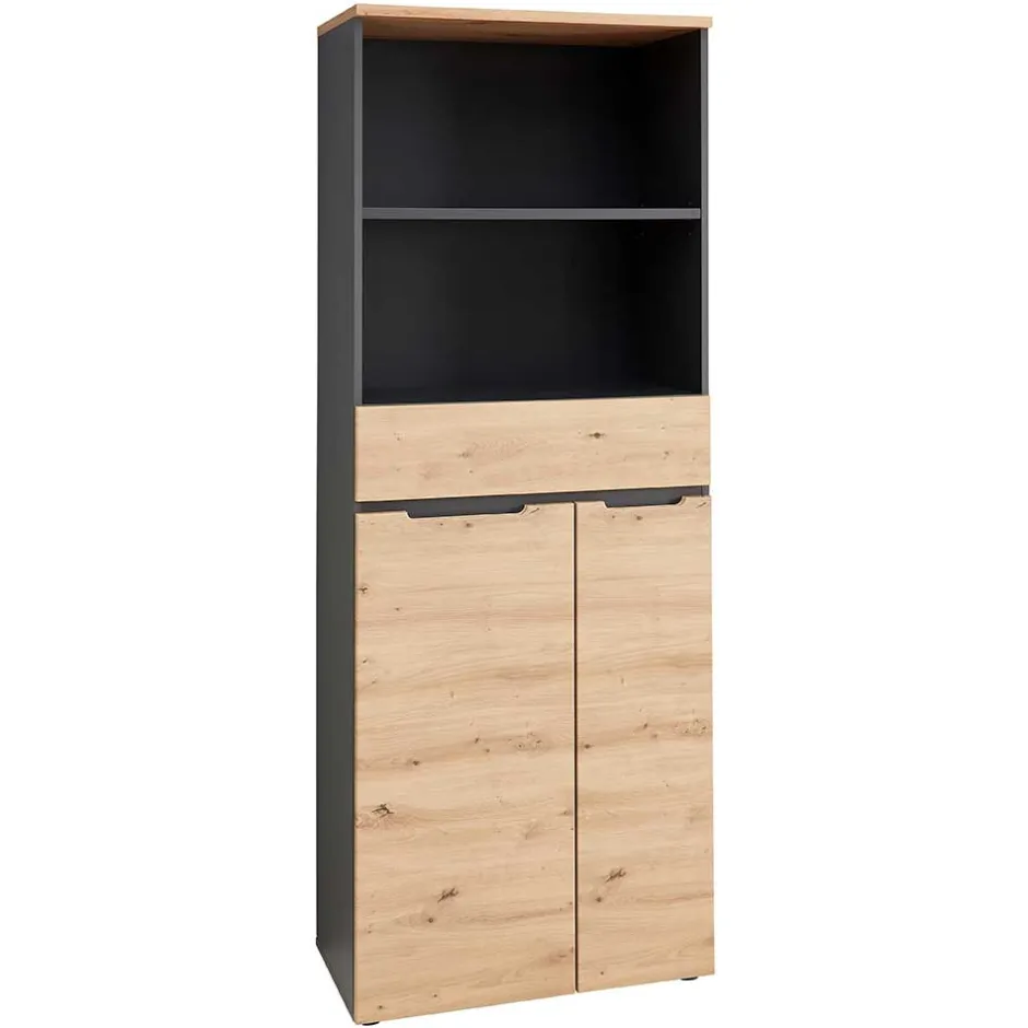 Wohnen Büroschrank mit 2 Fächern und 2 Türen und Schublade - Kuetra