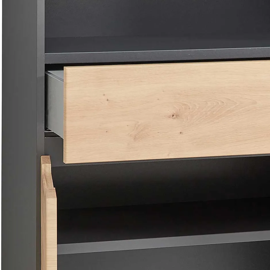 Wohnen Büroschrank mit 2 Fächern und 2 Türen und Schublade - Kuetra