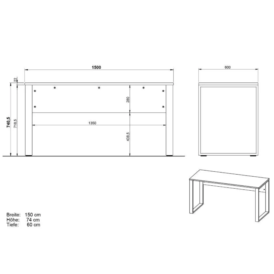 Wohnen Bürotisch in Dunkelgrau mit Schwarz - Lacuva