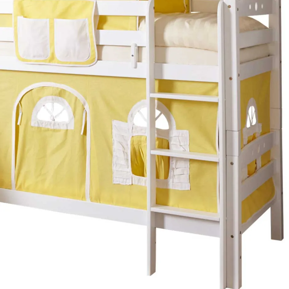 Buche Doppelhochbett in Weiß & Gelb - Linus^Wohnen Outlet