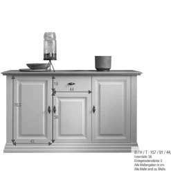 Wohnen Buffetschrank in Weiß & Eichefarben - Henry