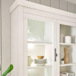Wohnen Buffetschrank Vitrine in weißer Holzoptik Pinie - Liancos