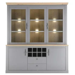 Wohnen Buffetvitrine in Lichtgrau & Eiche Optik - Buleta