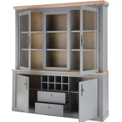 Wohnen Buffetvitrine in Lichtgrau & Eiche Optik - Buleta