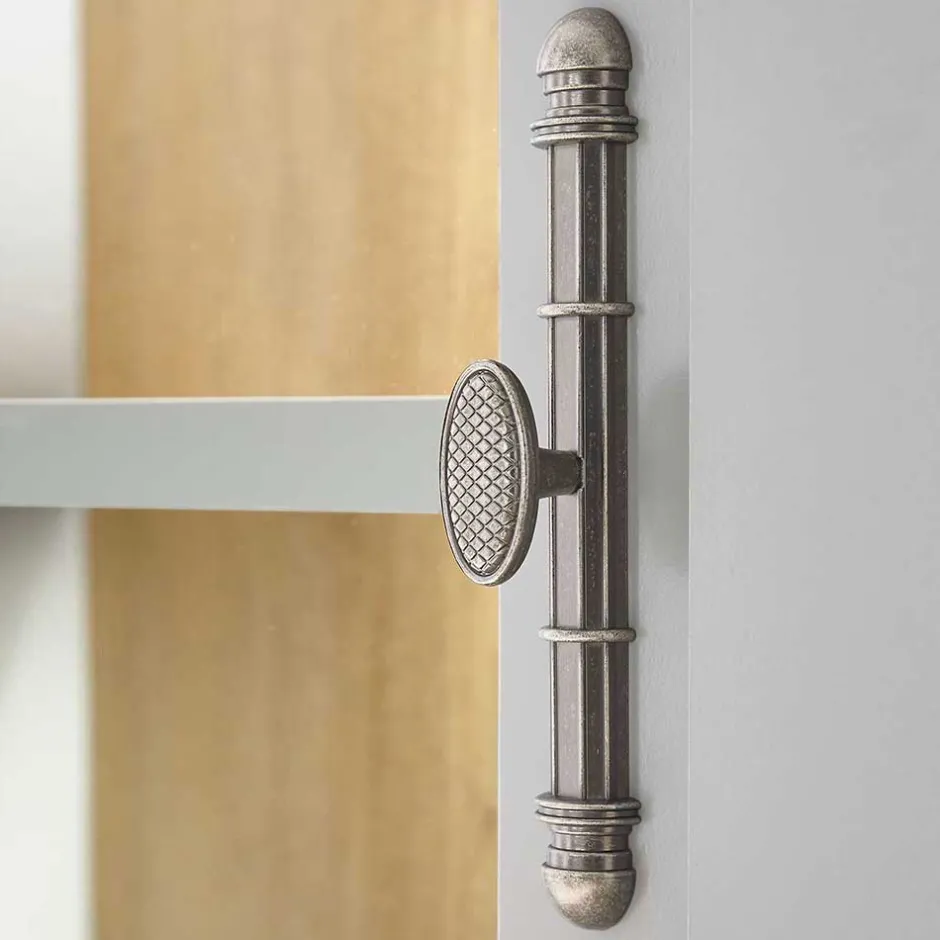 Wohnen Buffetvitrine in Lichtgrau & Eiche Optik - Buleta