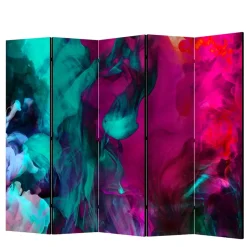 Wohnen Bunter Paravent in Blau Grün Pink Rot - Tageda