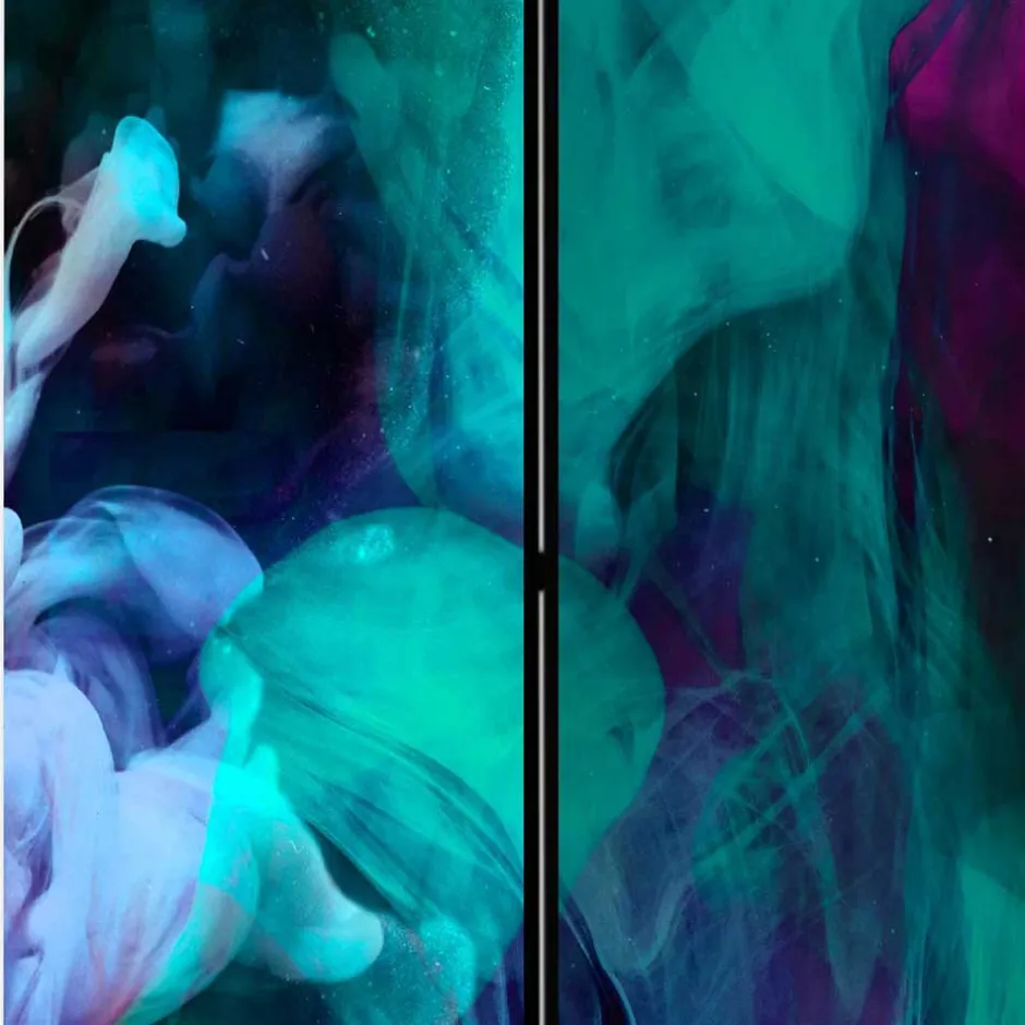 Wohnen Bunter Paravent in Blau Grün Pink Rot - Tageda