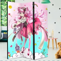 Bunter Paravent mit Manga Mädchen Motiv - Vinales^Wohnen Sale