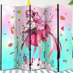 Bunter Paravent mit Manga Mädchen Motiv - Vinales^Wohnen Sale
