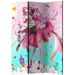 Bunter Paravent mit Manga Mädchen Motiv - Vinales^Wohnen Sale