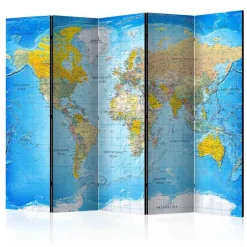 Wohnen Bunter Paravent mit Weltkarte bedruckt - Nirameso