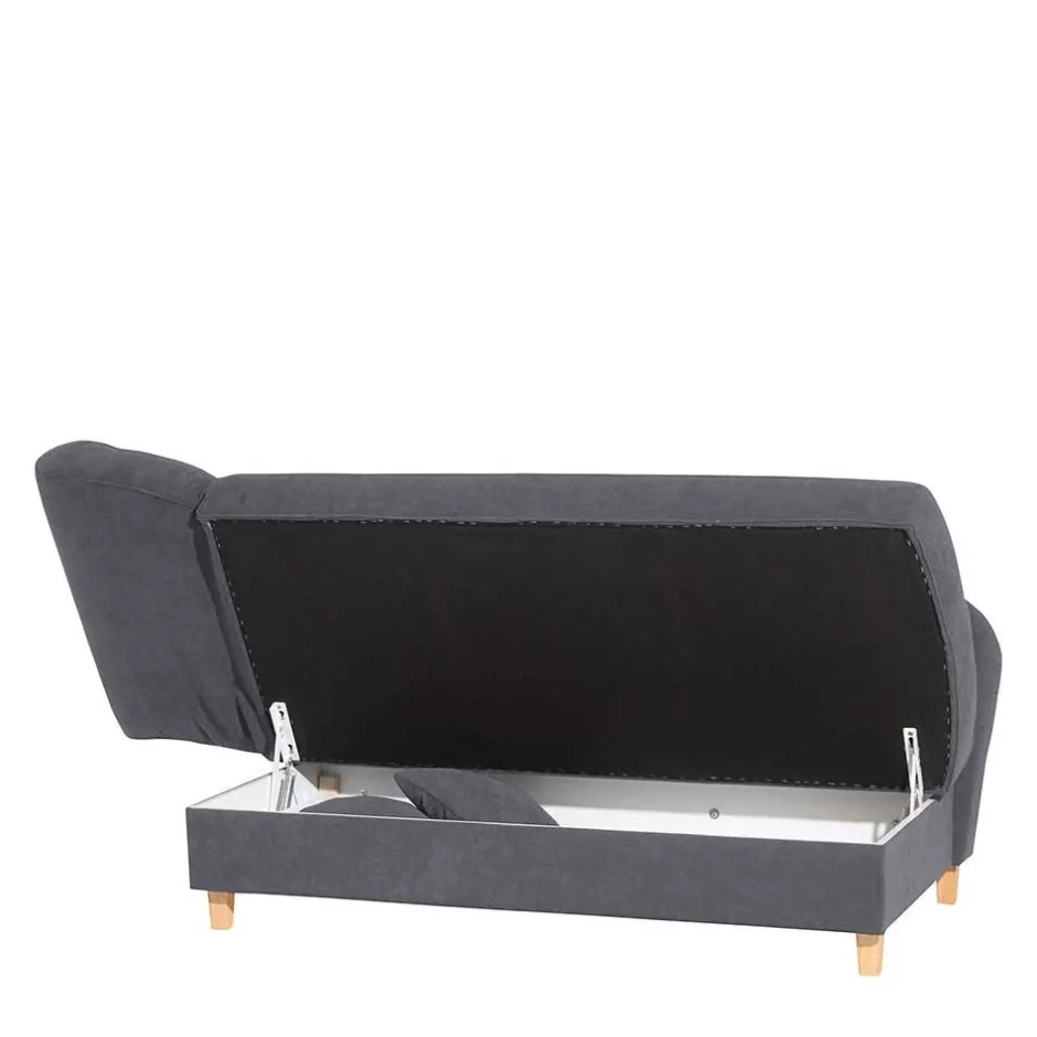 Wohnen Chaiselongue in Anthrazit mit Buche - Adelina