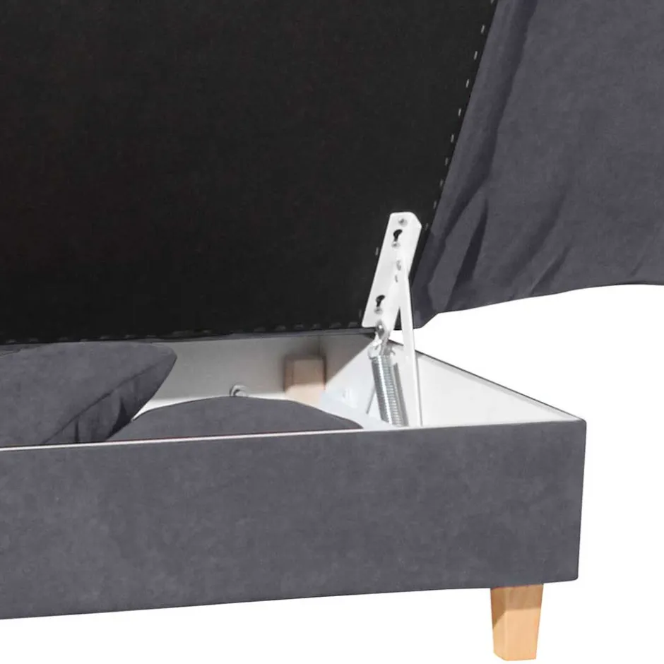 Wohnen Chaiselongue in Anthrazit mit Buche - Adelina