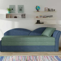 Wohnen Chaiselongue mit Bettfunktion in Grün und Blau - Relisa