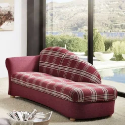Chaiselongue mit Karostoff in Rot - Lyatea^Wohnen Hot