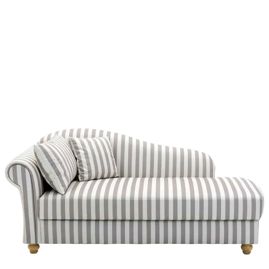 Chaiselongue mit Streifen in Weiß Braun - Adendro^Wohnen Clearance