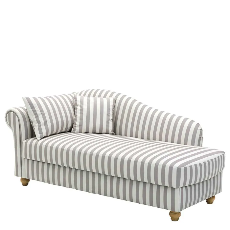 Chaiselongue mit Streifen in Weiß Braun - Adendro^Wohnen Clearance