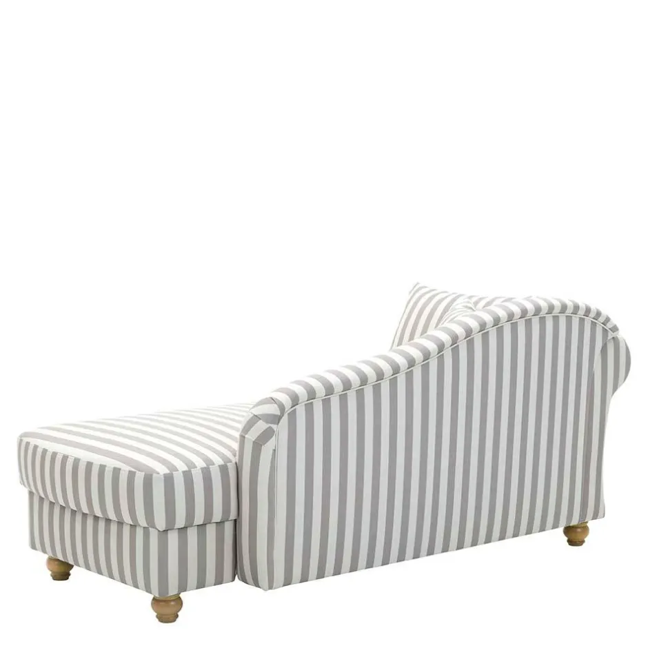 Chaiselongue mit Streifen in Weiß Braun - Adendro^Wohnen Clearance