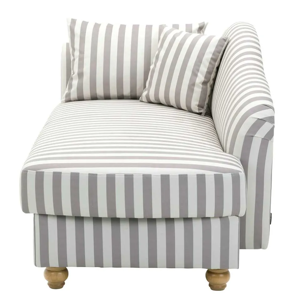 Chaiselongue mit Streifen in Weiß Braun - Adendro^Wohnen Clearance