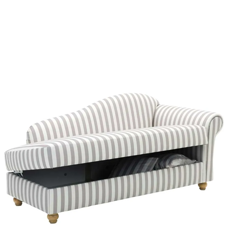 Chaiselongue mit Streifen in Weiß Braun - Adendro^Wohnen Clearance
