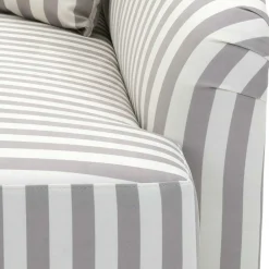 Chaiselongue mit Streifen in Weiß Braun - Adendro^Wohnen Clearance