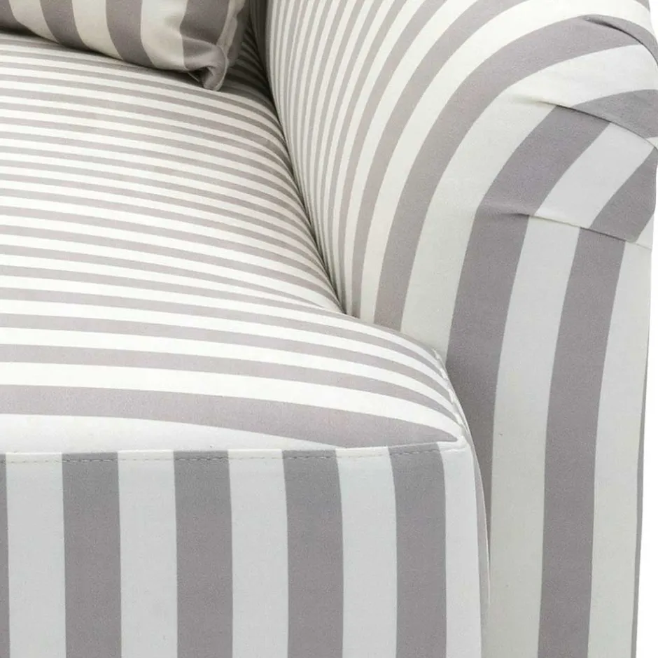 Chaiselongue mit Streifen in Weiß Braun - Adendro^Wohnen Clearance