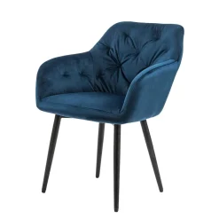 Wohnen Charmanter Armlehnenstuhl mit Samt in Blau - Coridar
