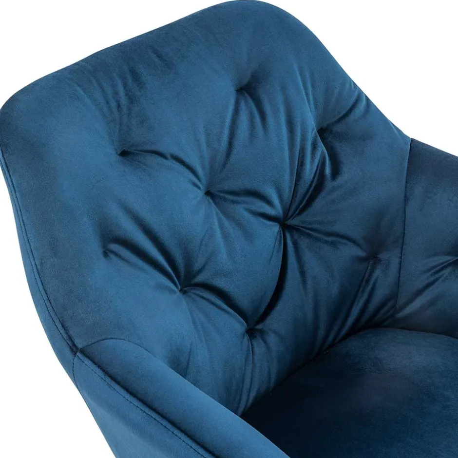 Wohnen Charmanter Armlehnenstuhl mit Samt in Blau - Coridar