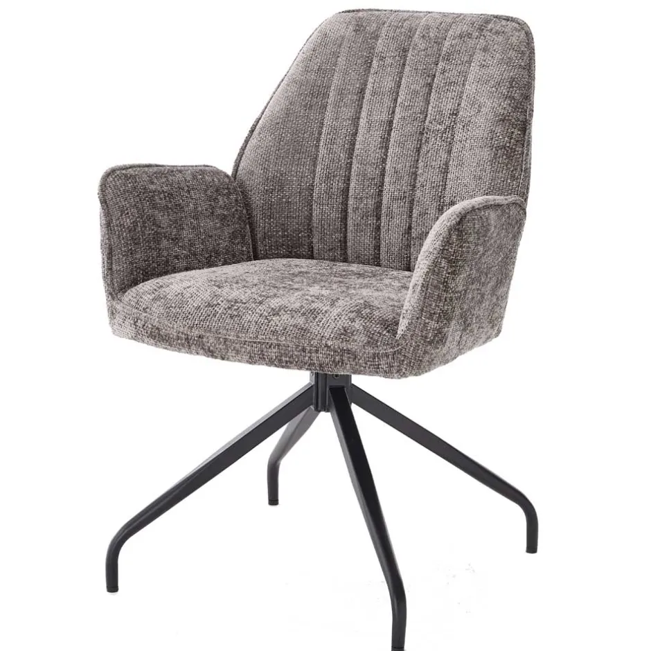 Chenille Armlehnenstühle in Anthrazit - Efate (2er Set)^Wohnen