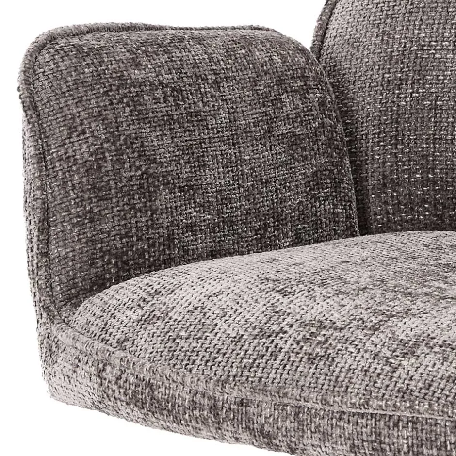 Chenille Armlehnenstühle in Anthrazit - Efate (2er Set)^Wohnen