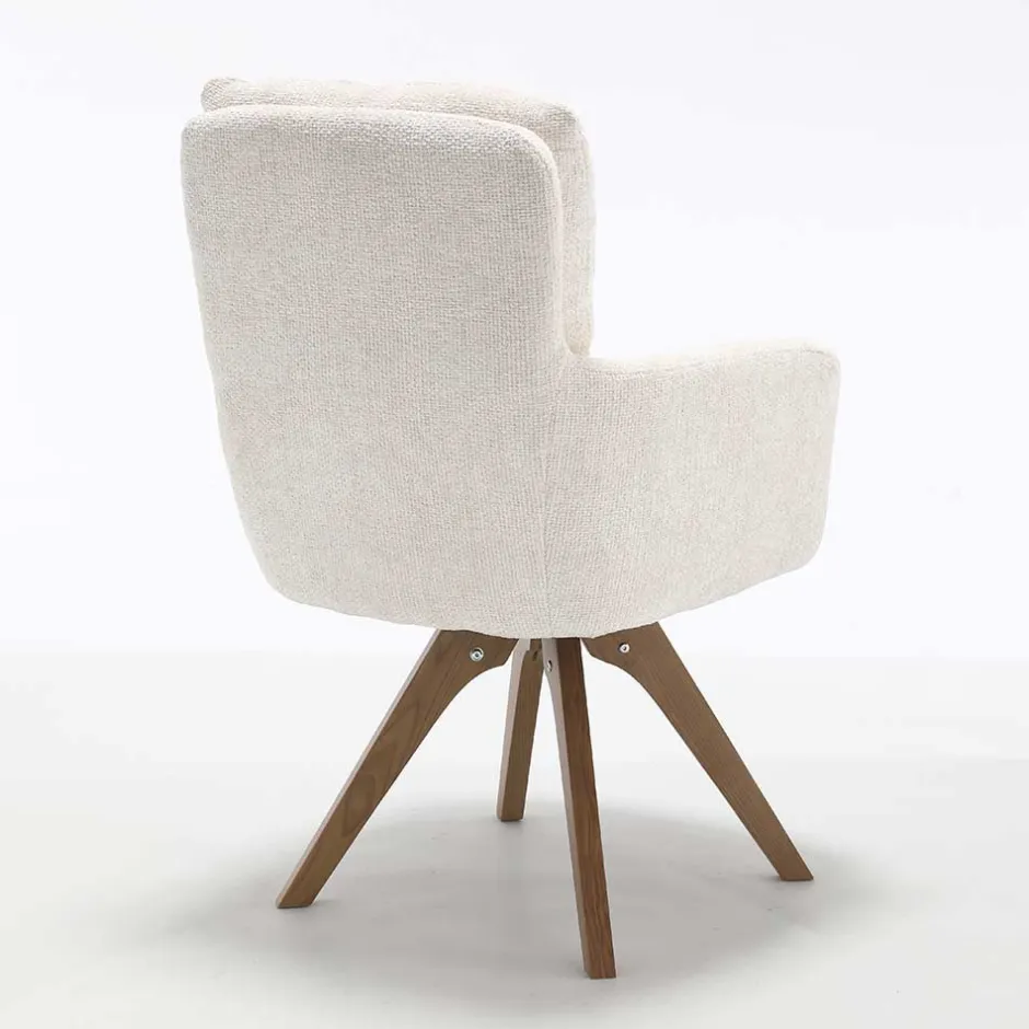 Wohnen Chenille Armlehnenstuhl in Creme - Max (2er Set)