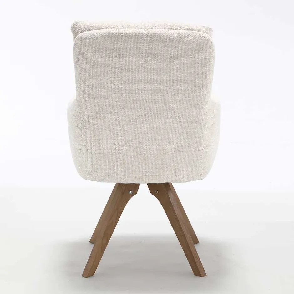 Wohnen Chenille Armlehnenstuhl in Creme - Max (2er Set)