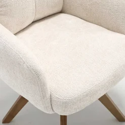 Wohnen Chenille Armlehnenstuhl in Creme - Max (2er Set)