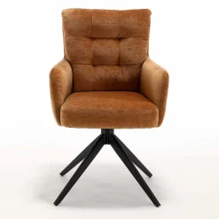 Wohnen Chenille Armlehnenstuhl in Ockergelb - Martinus (2er Set)