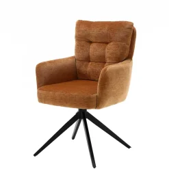 Wohnen Chenille Armlehnenstuhl in Ockergelb - Martinus (2er Set)