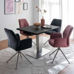 Wohnen Chenille Drehstühle in Altrosa - Veron (2er Set)