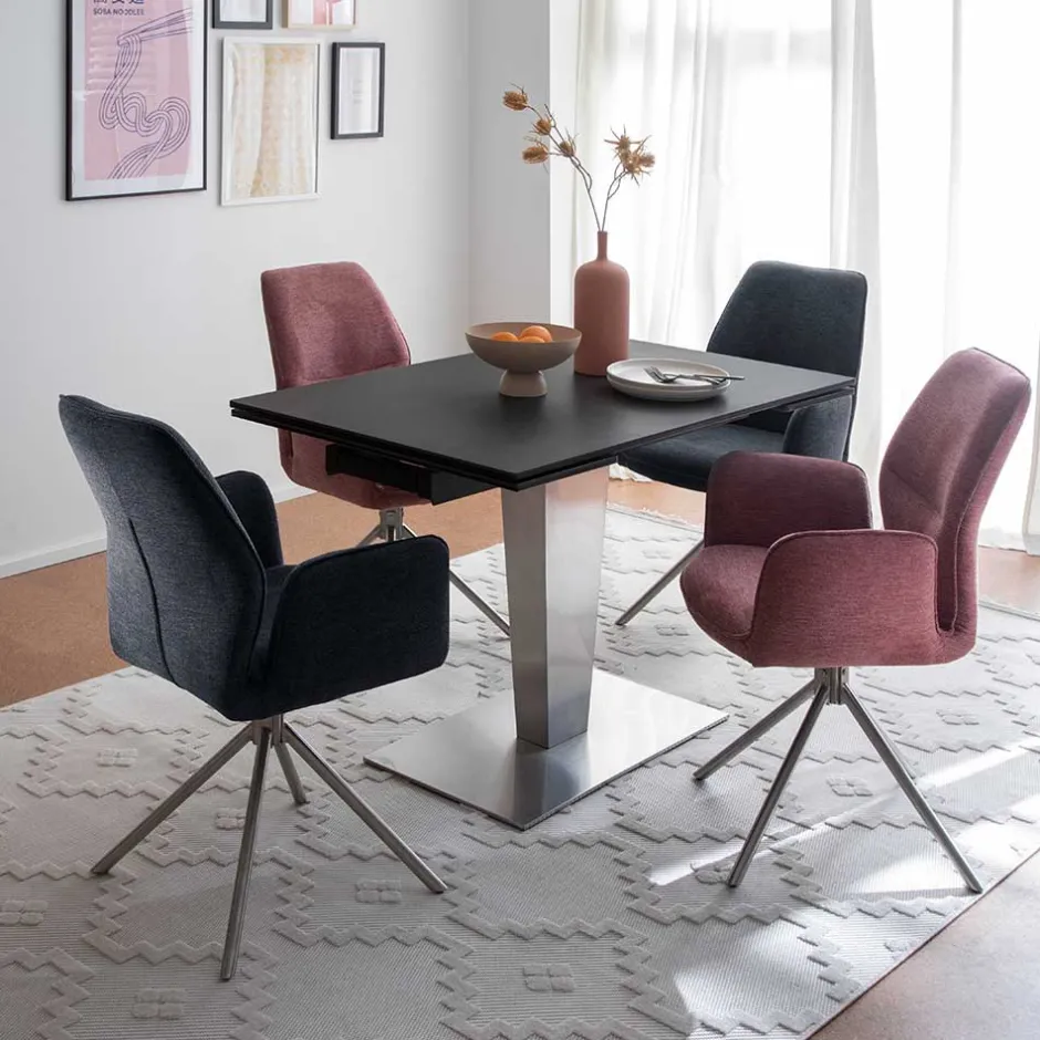 Wohnen Chenille Drehstühle in Altrosa - Veron (2er Set)