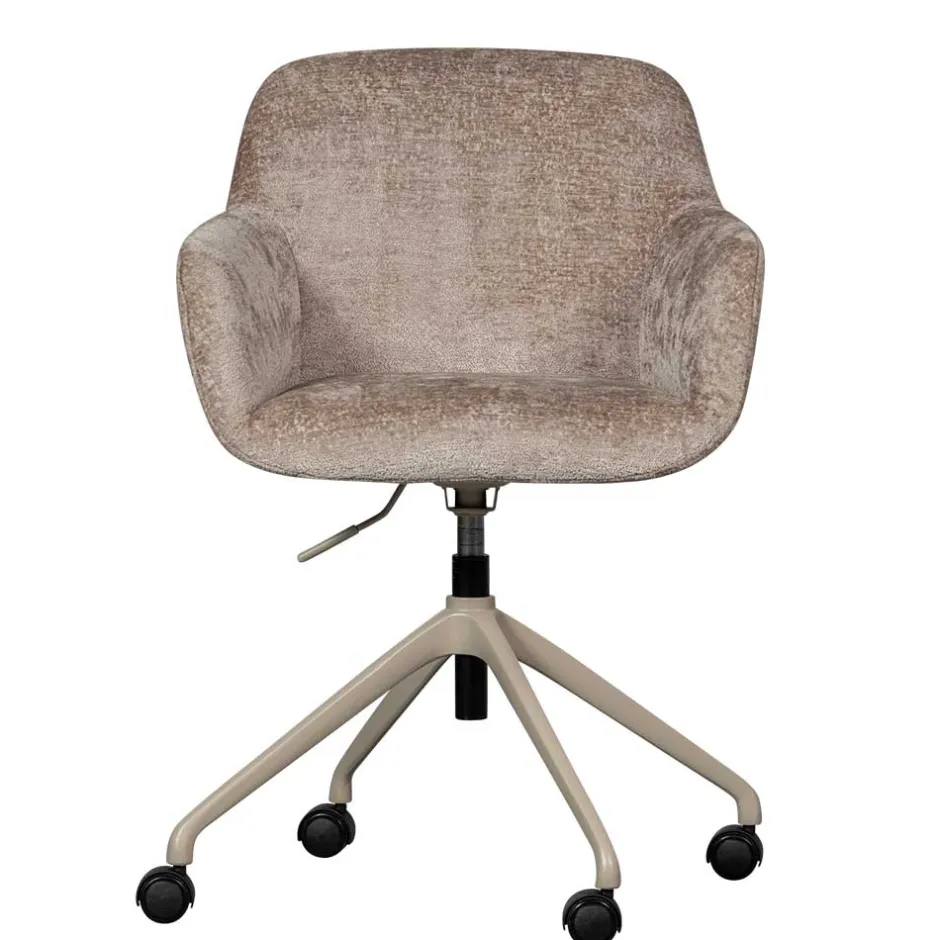 Chenille Schreibtischstuhl in Taupe - Vorius^Wohnen