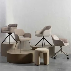 Chenille Schreibtischstuhl in Taupe - Vorius^Wohnen