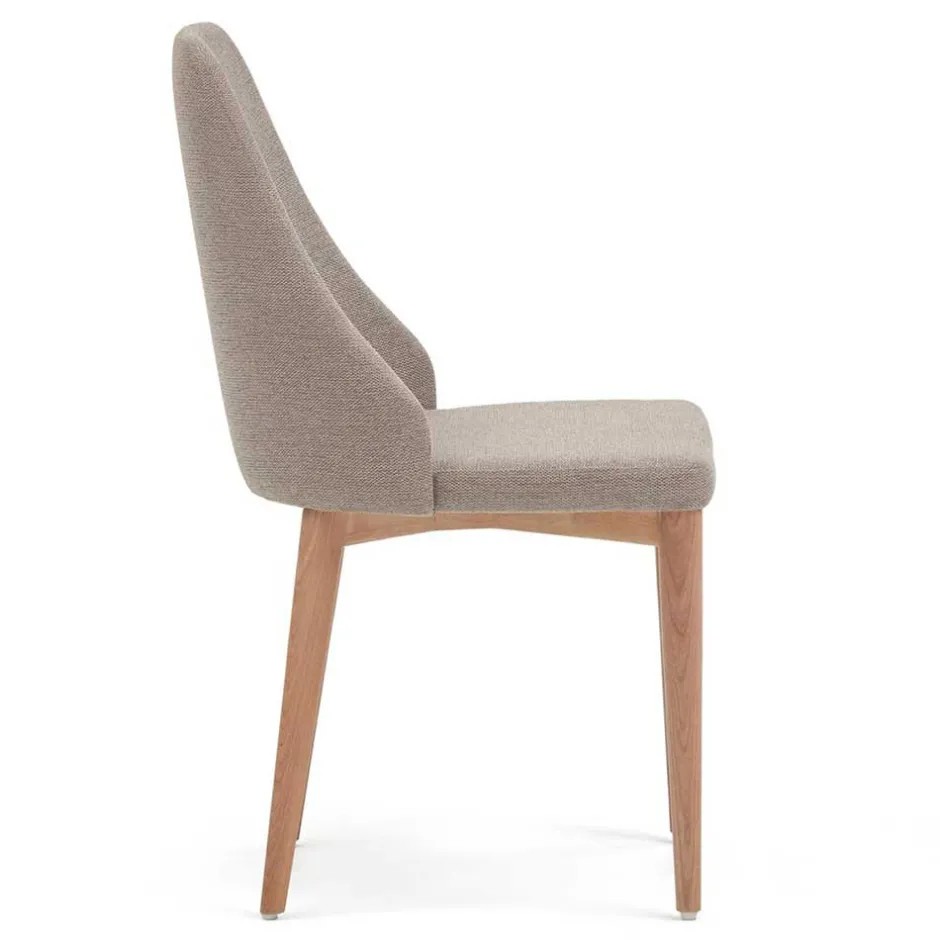 Chenille Stühle in Hellbraun - Hairos (6er Set)^Wohnen New