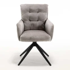 Chenille Tischsessel in Taupe - Vatros (2er Set)^Wohnen Outlet