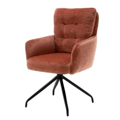 Wohnen Chenille-Armlehnenstuhl in Kupfer Rotbraun - Medeos (2er Set)