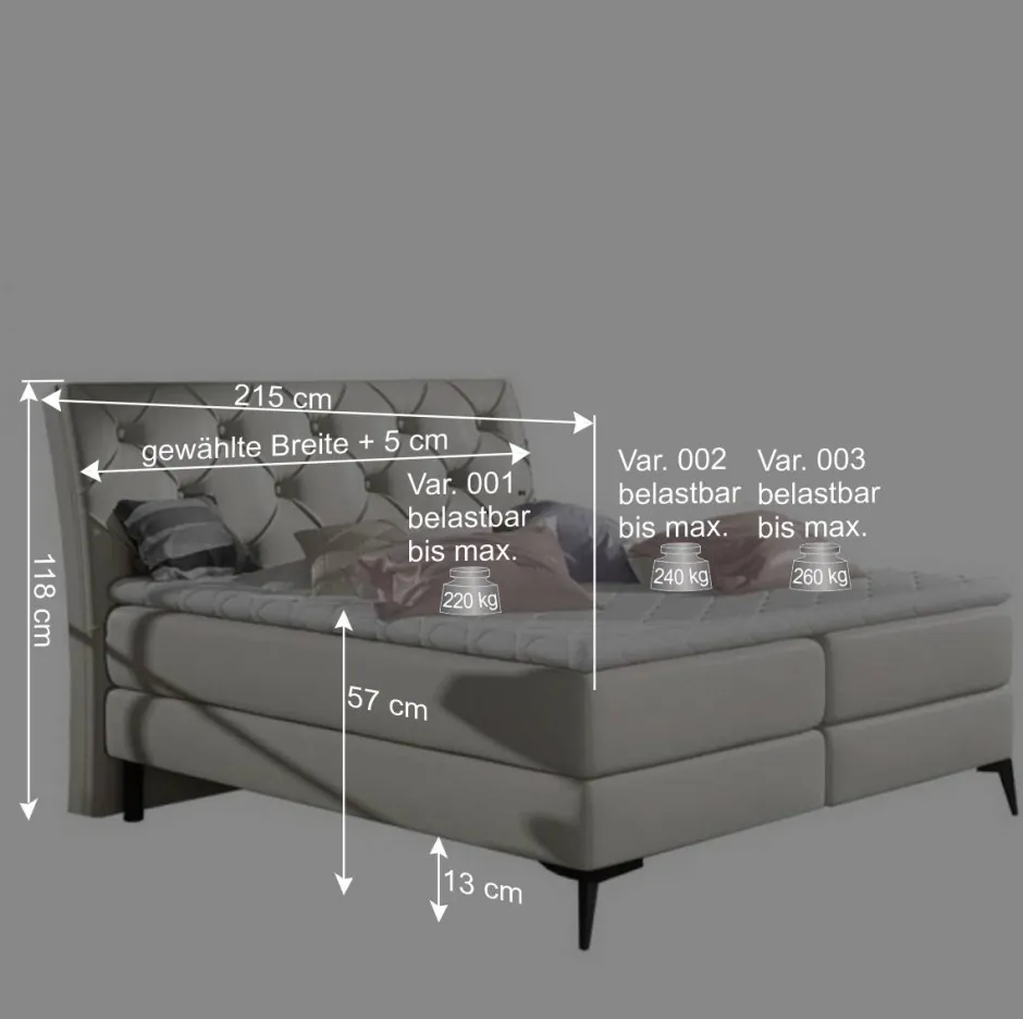 Wohnen Chesterfield Boxbett aus Kunstleder in Weiß - Flenco