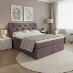 Chesterfield Boxspringbett in Mauve Samt - Zoalin^Wohnen Online