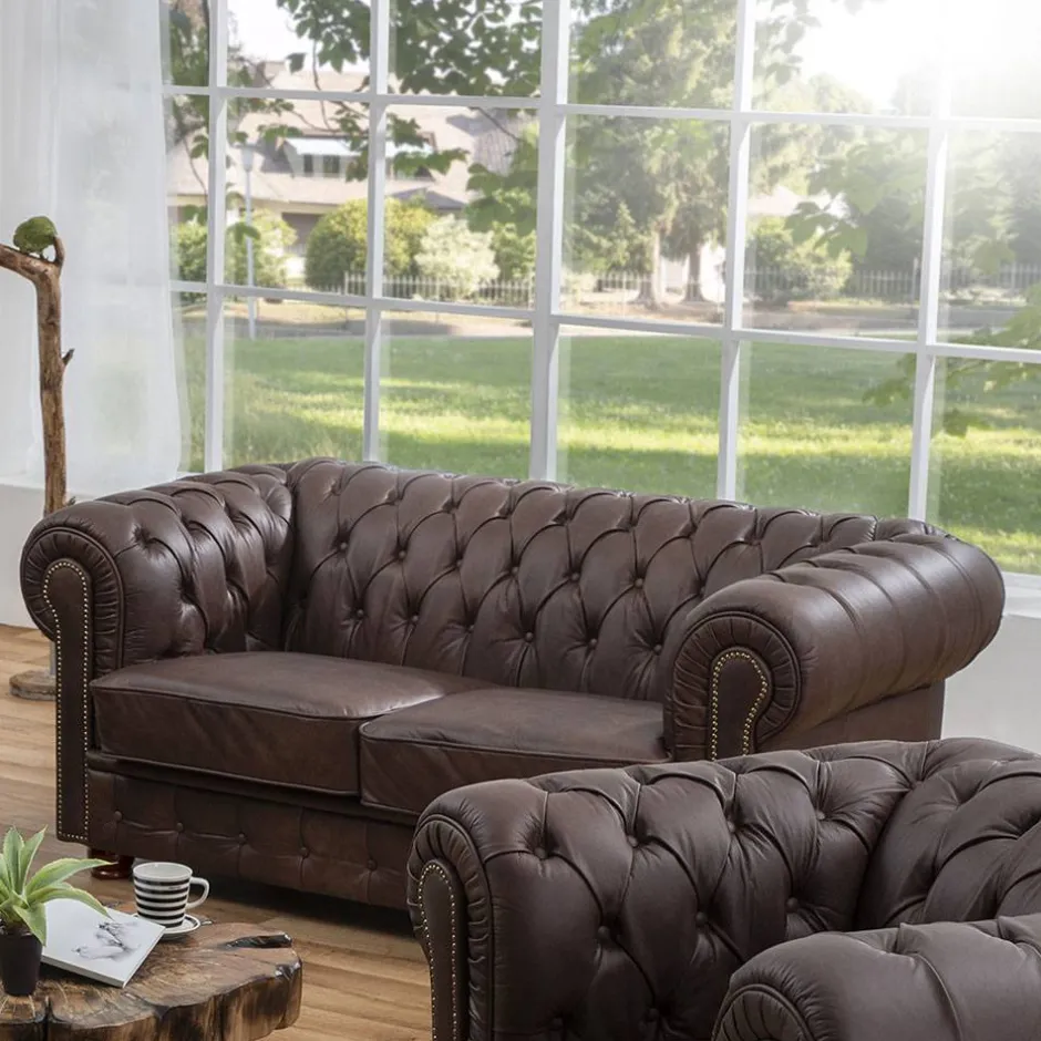 Chesterfield Couch aus Echtleder - Pluna^Wohnen New